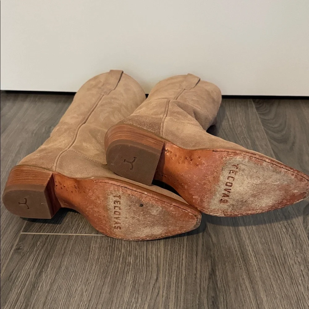 Tecovas Suede Tan Western Heeled Boots - Picture 2 of 7